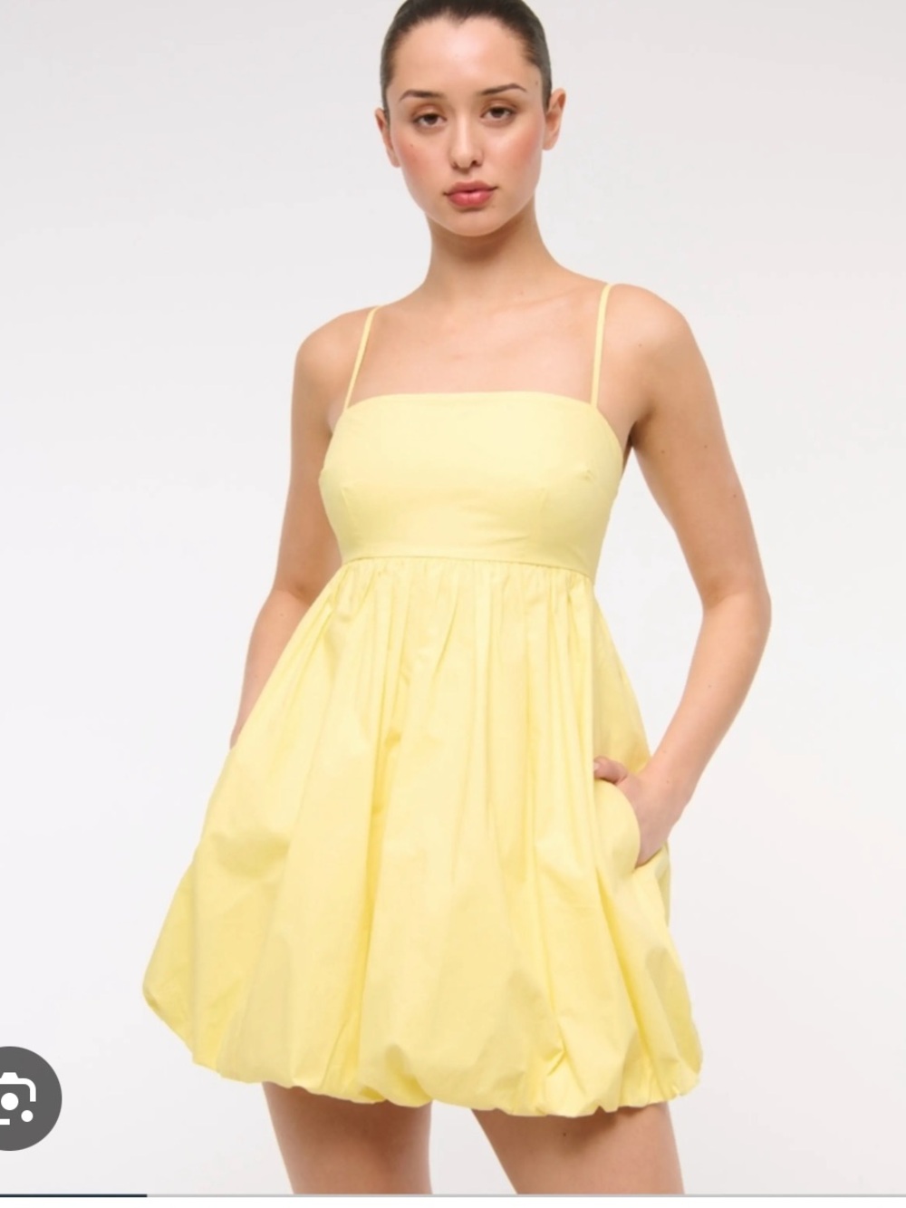 Abercrombie & Fitch Pale Yellow Babydoll Bubble Hem Mini Dress